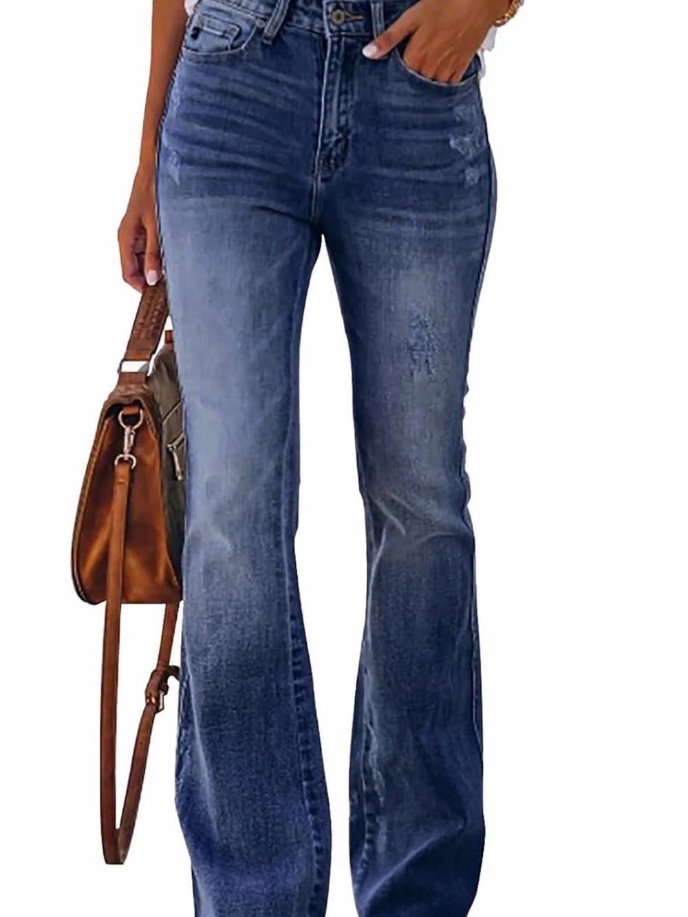 Kunmi flare bell bottom high waisted jeans stretch denim pants